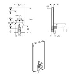 Geberit Monolith Plus for Back-to-Wall WC (114cm) - White Glass / Brushed Aluminium