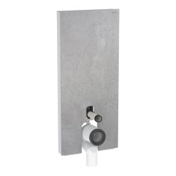 Geberit Monolith Plus for Back-to-Wall WC (114cm) - Concrete Stoneware / Brushed Aluminium
