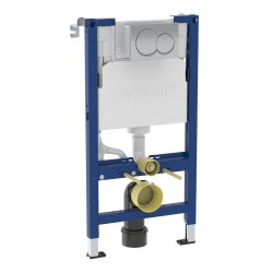 Geberit Alpha 980mm Frame & Cistern for Wall-Hung WC with Alpha01 Round Flush Plate