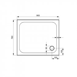 Kudos Kstone 900 x 760mm Rectangular Shower Tray Slip Resistant
