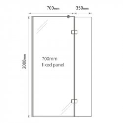 Purity Collection 700mm Chrome Wetroom Panel with 350mm Deflector Panel