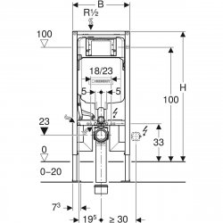 Geberit Duofix 114cm Wall Hung WC Frame with Sigma 8cm Cistern