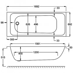 Carron Profile SE 1700 x 700mm Acrylic Bath