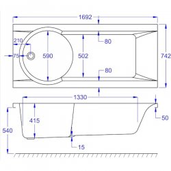 Carron Zone SE 1700 x 750mm Acrylic Bath
