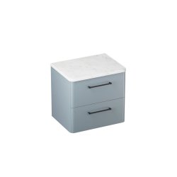 Britton Camberwell 600mm Wall Hung Dusty Blue Unit with Carrara Marble Worktop