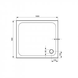 Kudos Kstone 1000 x 900mm Rectangular Shower Tray Slip Resistant