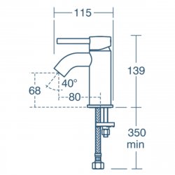 Ideal Standard Ceraline Mini Single Lever Silk Black Basin Mixer No Waste