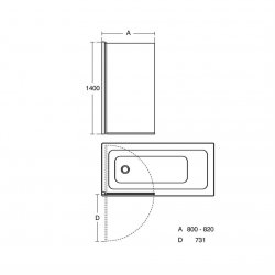 Ideal Standard Connect 2 800mm Bath Screen - Silver