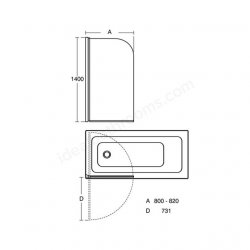 Ideal Standard New Connect Radius Silver Bath Screen