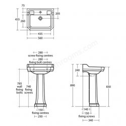 Ideal Standard Waverley Classic 56cm Basin - 2 Tap Hole