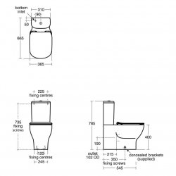 Ideal Standard Tesi Close Coupled Back to Wall WC with Aquablade