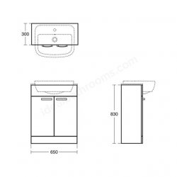 Ideal Standard Tempo Lava Grey 500mm Floorstanding 2 Door Vanity Unit