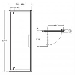 Ideal Standard i.life 800mm Bright Silver Pivot Door