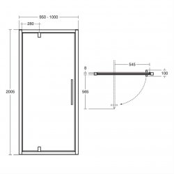 Ideal Standard i.life 1000mm Bright Silver Pivot Door