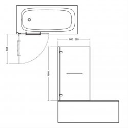 Ideal Standard i.life 900mm Left Hand Hinged Bath Screen with Towel Rail