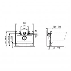 Ideal Standard Prosys Half Frame for Wall Hung Toilet (No Cistern)