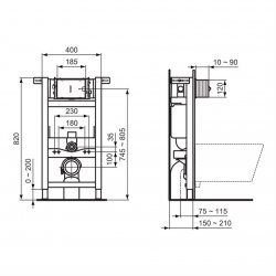 Ideal Standard Prosys 820mm Pneumatic Wall Hung Toilet Frame