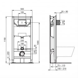 Ideal Standard Prosys 1150mm Pneumatic Wall Hung Toilet Frame