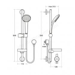 Ideal Standard IdealRain M3 Slide Rail Shower Set