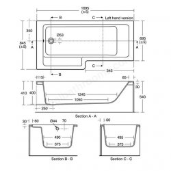 Ideal Standard Tempo Cube 170cm Right Hand Shower Bath