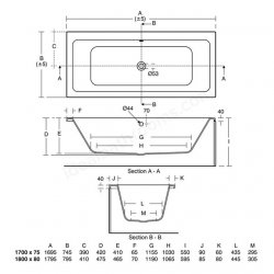 Ideal Standard Tempo Cube 180 x 80cm Double Ended Bath