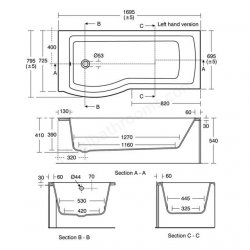 Ideal Standard Tempo Arc 170cm Right Hand Shower Bath