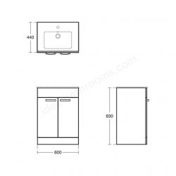 Ideal Standard Tempo 600mm Floorstanding White Gloss Vanity Unit with 2 Door