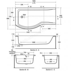 Ideal Standard Concept 170 x 70cm Left Hand Shower Bath