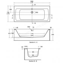 Ideal Standard Tempo Arc 170 x 75cm Double Ended Bath