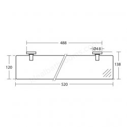 Ideal Standard IOM 52cm Clear Glass Shelf