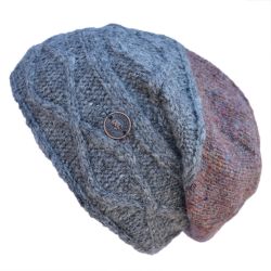 Pure Wool Fjord slouch hat - mid grey/pale heather