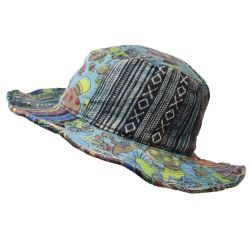 Gheri Cotton Patch Sun Hat - Blue/Green