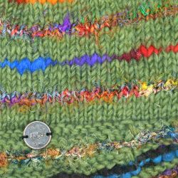 Pure Wool Half fleece lined - helmet hat -Green/Orange/Blue
