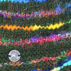 Pure Wool Half fleece lined - helmet hat - Dark Green/Rainbow