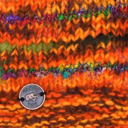 Pure Wool Half fleece lined - helmet hat - Orange/Rainbow