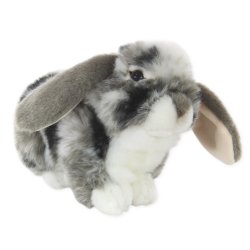 Plush Soft Toy Lop-eared Rabbit  grey & white by Teddy Hermann (23 cm) 93733