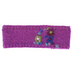Pure Wool Fleece Lined - Embroidered Headband - Berry