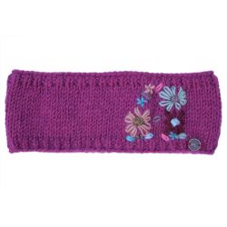 Pure Wool Fleece Lined - Embroidered Headband - Berry