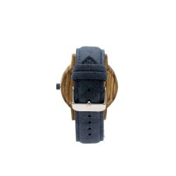 Sycamore Zebrano Wood & Blue Leather Strap Watch - Botanica