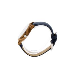 Elm Zebrano Wood & Blue Strap Mens Watch - Botanica