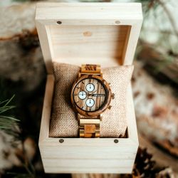 Hazel Zebrano Wood Brown Mens Watch - Botanica