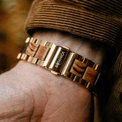 Hazel Zebrano Wood Brown Mens Watch - Botanica