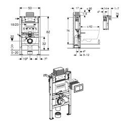 Geberit Alpha 820mm Frame & Cistern for Wall-Hung WC with Alpha01 Square Flush Plate