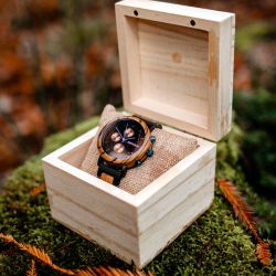 Dahlia Zebrano Wood Blue Mens Watch - Botanica
