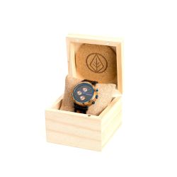 Dahlia Zebrano Wood Blue Mens Watch - Botanica