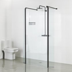 Roman Haven Select 1200mm Linear Wetroom Panel (10mm) - Matt Black