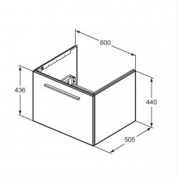 Ideal Standard i.life B Wall Hung 60cm 1 Drawer Matt White Vanity Unit