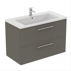 Ideal Standard i.life B Wall Hung 100cm 2 Drawer Matt Quartz Grey Vanity Unit