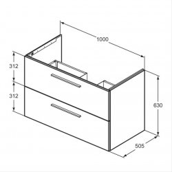 Ideal Standard i.life B Wall Hung 100cm 2 Drawer Coffee Oak Vanity Unit