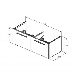 Ideal Standard i.life B Wall Hung 120cm 2 Drawer Matt Quartz Grey Vanity Unit